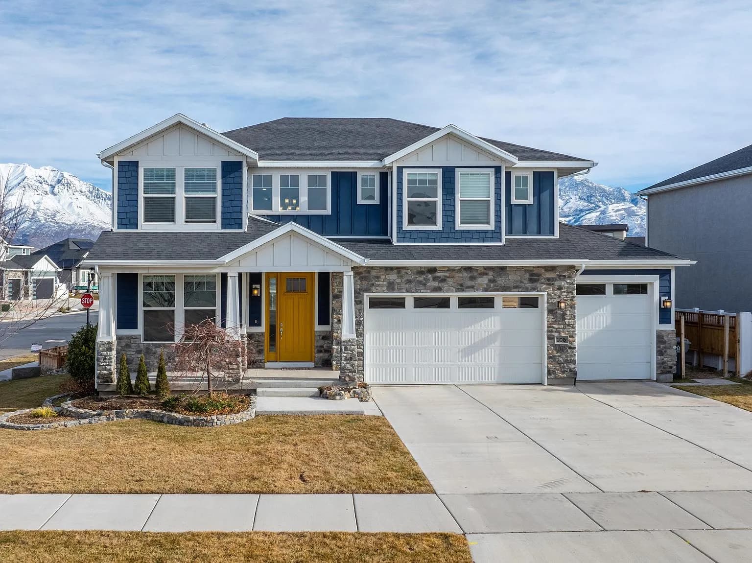 A custom Craftsman home built with OwnerTrack, set against the Wasatch mountains